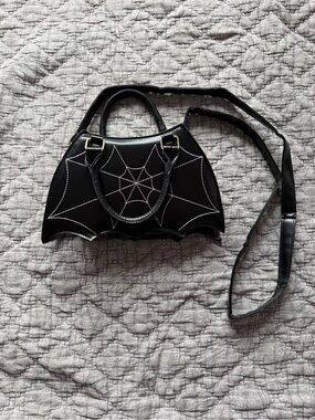 Spirit Black Spiderweb Batwing Crossbody Bag